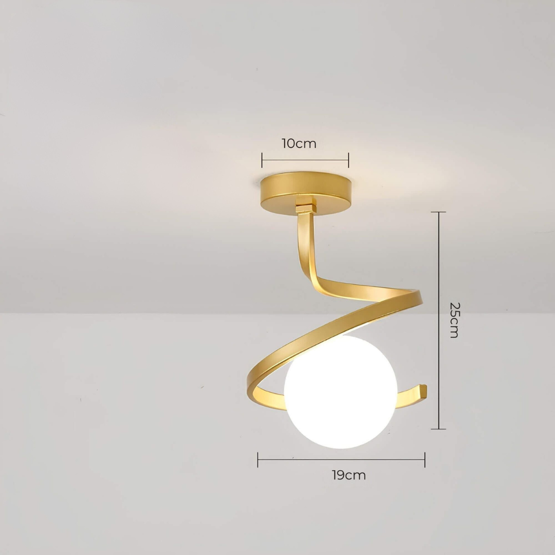 Modern Brass Glass Ceiling Light 1-Light