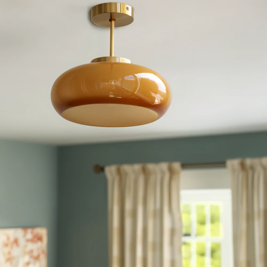 Vintage Amber Glass Ceiling Light 1-Light