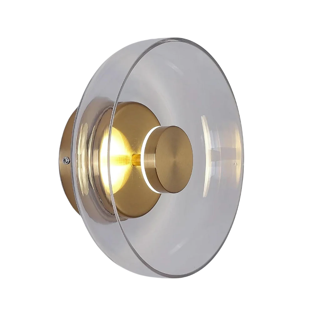 Minimalist Brass & Glass Round Wall Sconce LED 1-Light