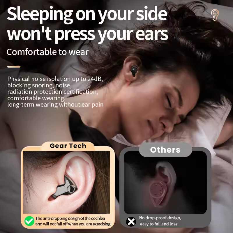 Auricolari invisibili wireless per dormire con cancellazione del rumore per chi dorme di lato