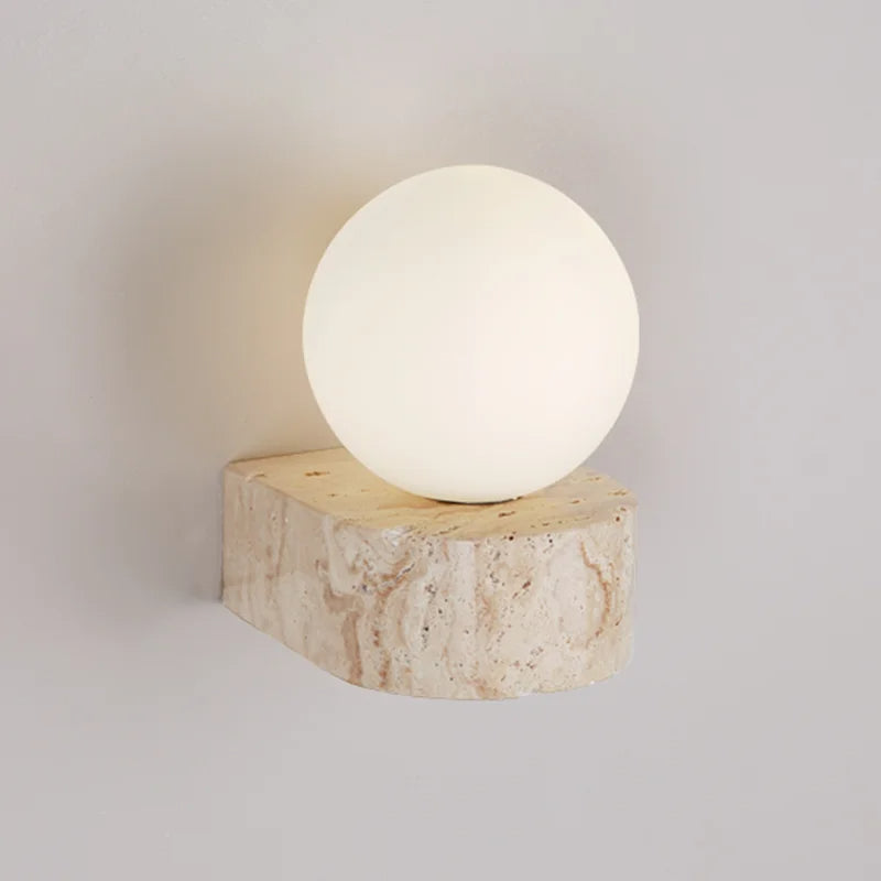Modern Travertine Globe Wall Sconce LED 1-Light