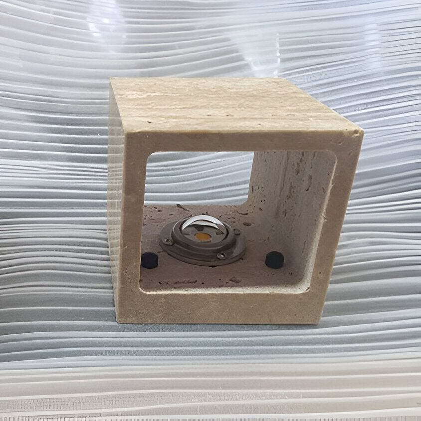 Minimalist Travertine Stone Square Outdoor Wall Light LED 1-Light