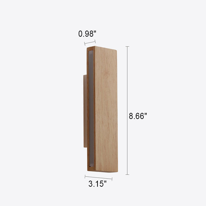 Applique da parete rettangolare in legno giapponese con LED