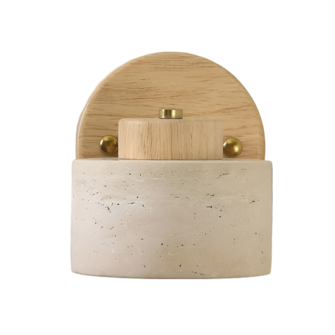 Minimalist Travertine Wood Cylinder Wall Sconce LED 1-light