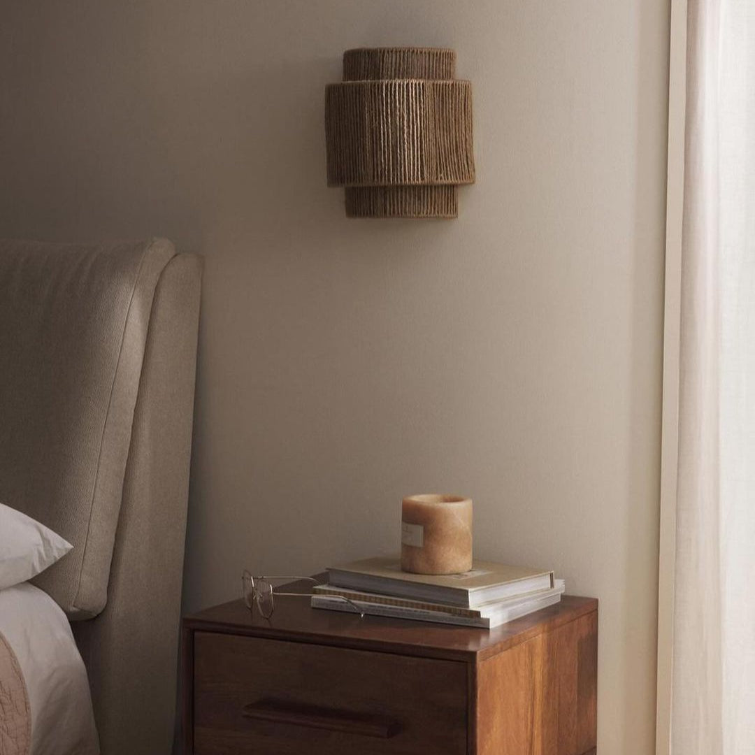 Applique da parete vintage bohemien in corda intrecciata a mano LED 1 luce