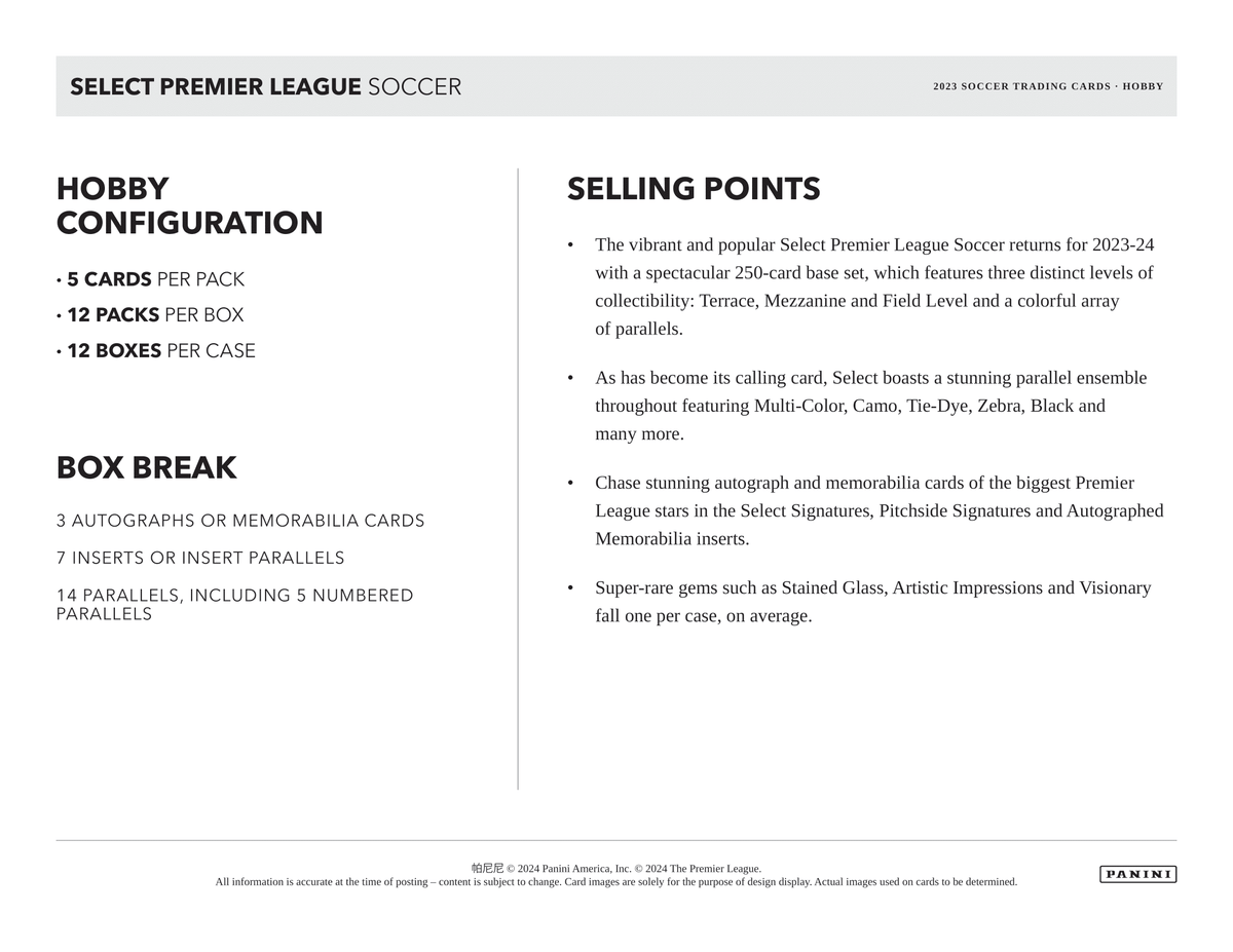 Panini - 2023/24 Select Premier League Football (Soccer) - Hobby Box