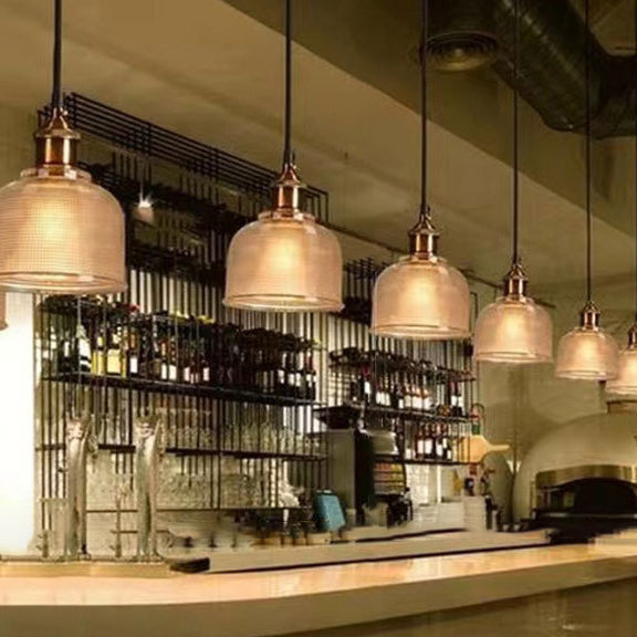 Lampada a sospensione vintage in vetro lavorato 1 luce