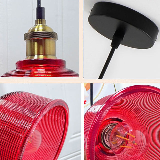 Lampada a sospensione vintage in vetro lavorato 1 luce