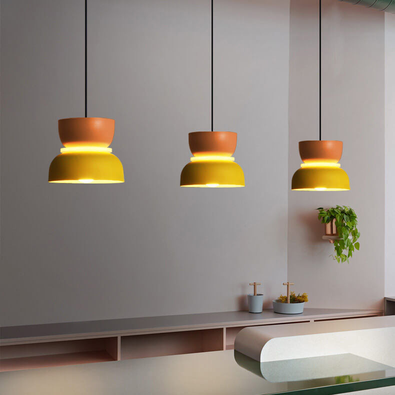 Lampada a sospensione nordica in lega di zinco bicolore a cupola LED 1 luce