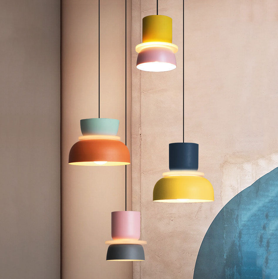 Lampada a sospensione nordica in lega di zinco bicolore a cupola LED 1 luce