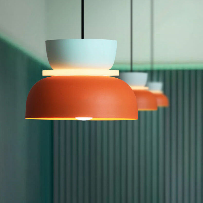 Lampada a sospensione nordica in lega di zinco bicolore a cupola LED 1 luce