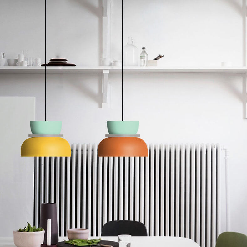 Lampada a sospensione nordica in lega di zinco bicolore a cupola LED 1 luce