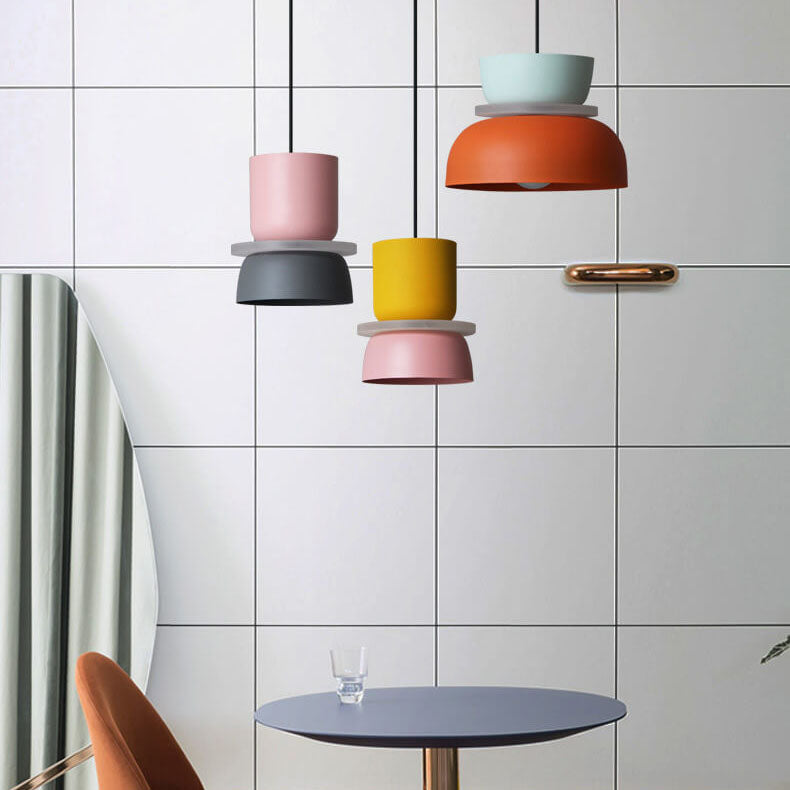 Lampada a sospensione nordica in lega di zinco bicolore a cupola LED 1 luce