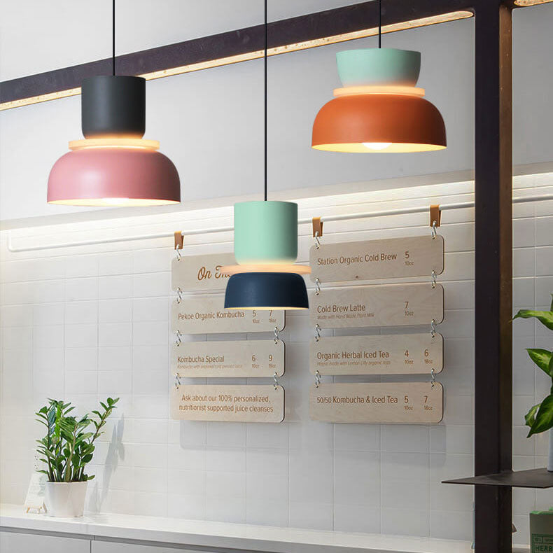 Lampada a sospensione nordica in lega di zinco bicolore a cupola LED 1 luce