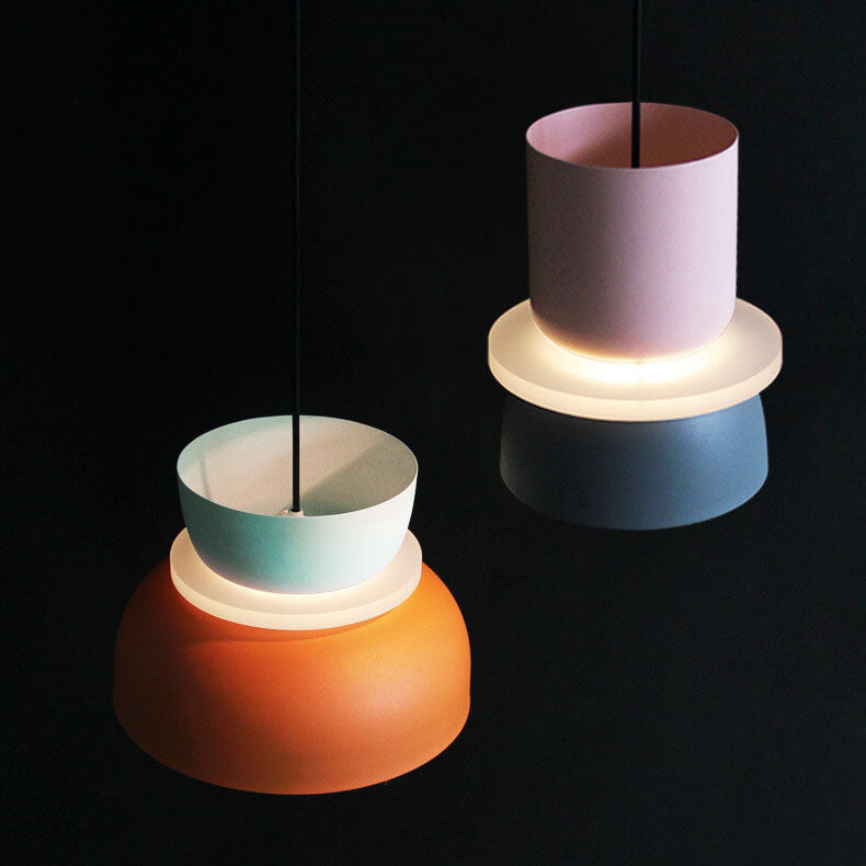 Lampada a sospensione nordica in lega di zinco bicolore a cupola LED 1 luce