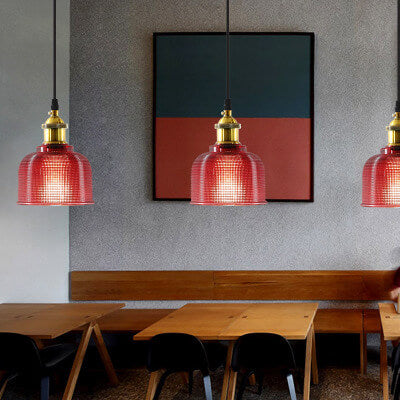 Lampada a sospensione vintage in vetro lavorato 1 luce