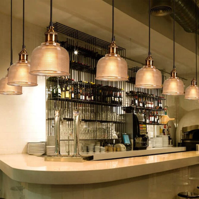 Lampada a sospensione vintage in vetro lavorato 1 luce