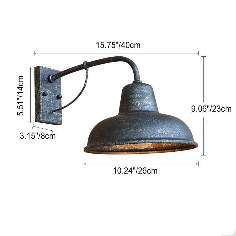 Applique da esterno vintage industriale impermeabile a 1 luce