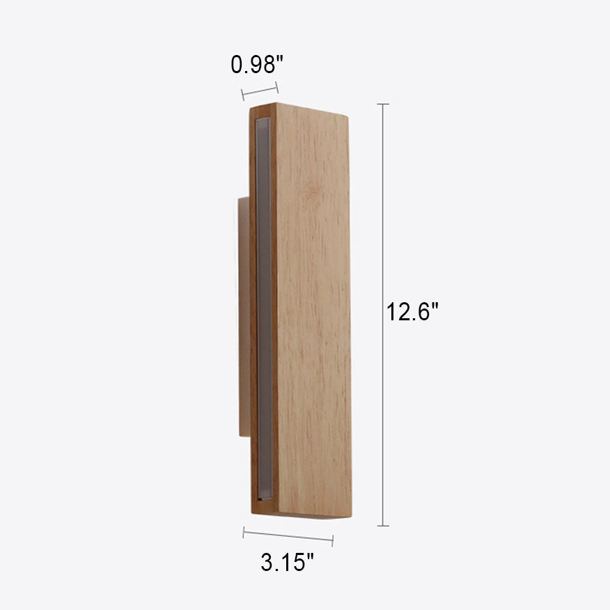 Applique da parete rettangolare in legno giapponese con LED
