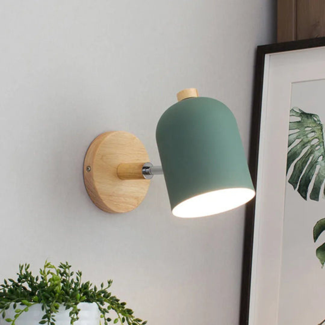 Applique da parete scandinava cilindrica in legno LED 1 luce