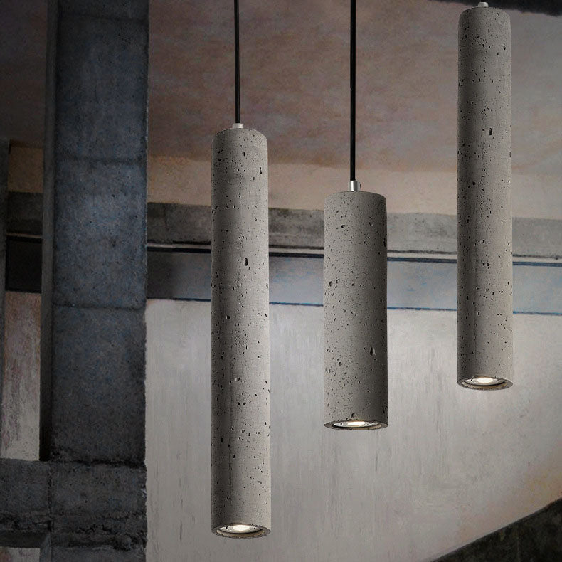 Lampada a sospensione industriale cilindrica in cemento 1 luce
