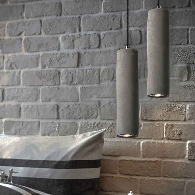Lampada a sospensione industriale cilindrica in cemento 1 luce