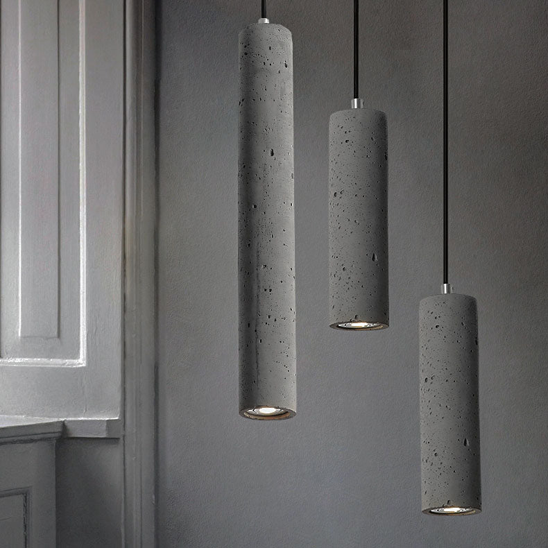 Lampada a sospensione industriale cilindrica in cemento 1 luce