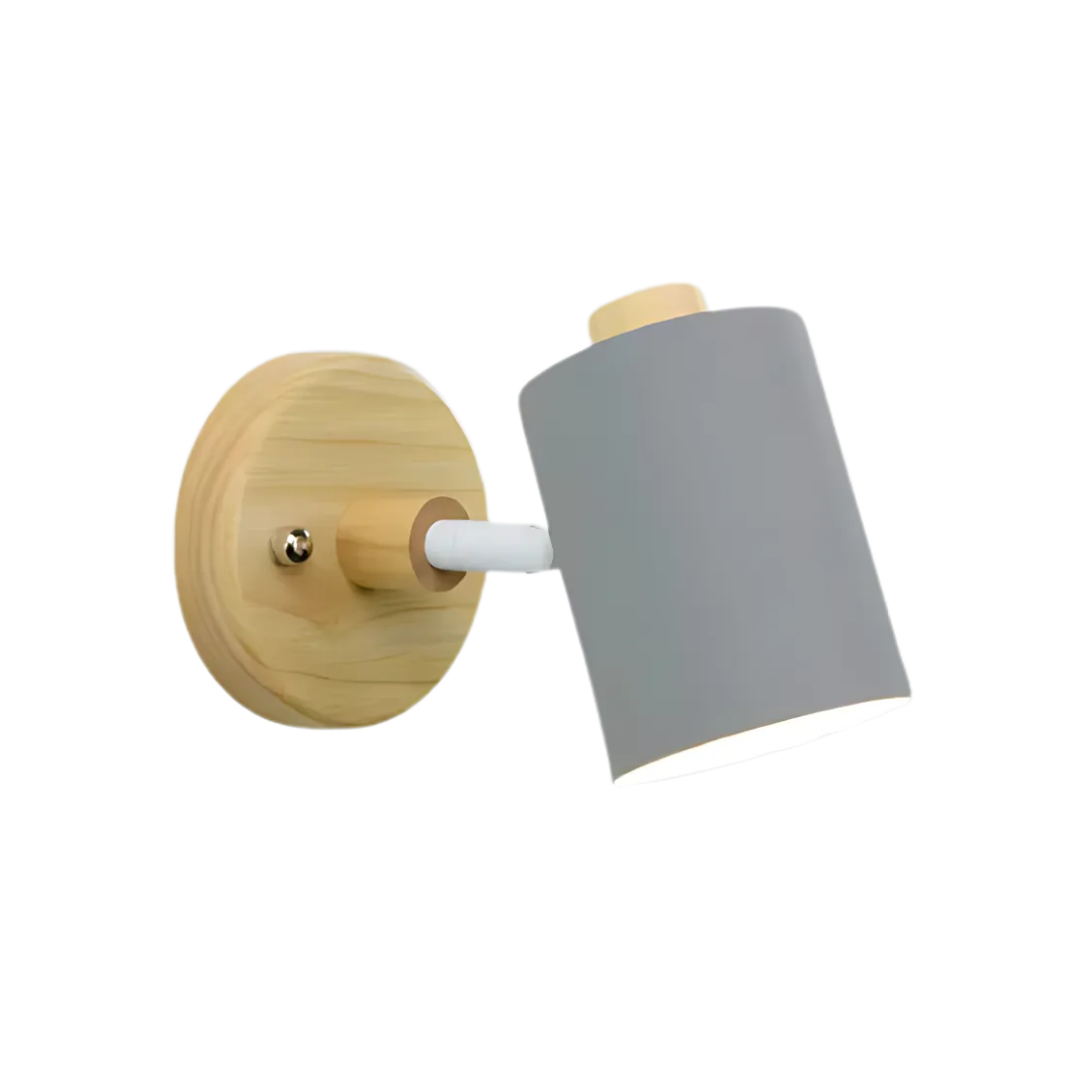 Applique da parete moderna minimalista cilindrica in legno LED 1 luce