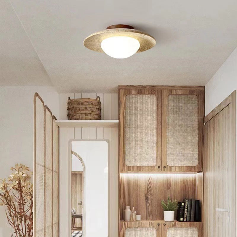 Nordic Minimalist Travertine Round LED Ceiling Light 1-Light