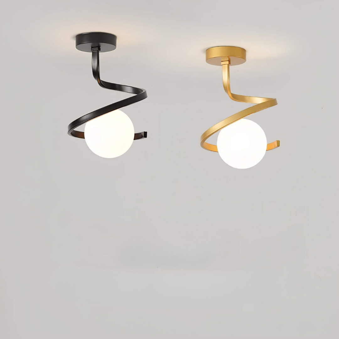 Modern Brass Glass Ceiling Light 1-Light