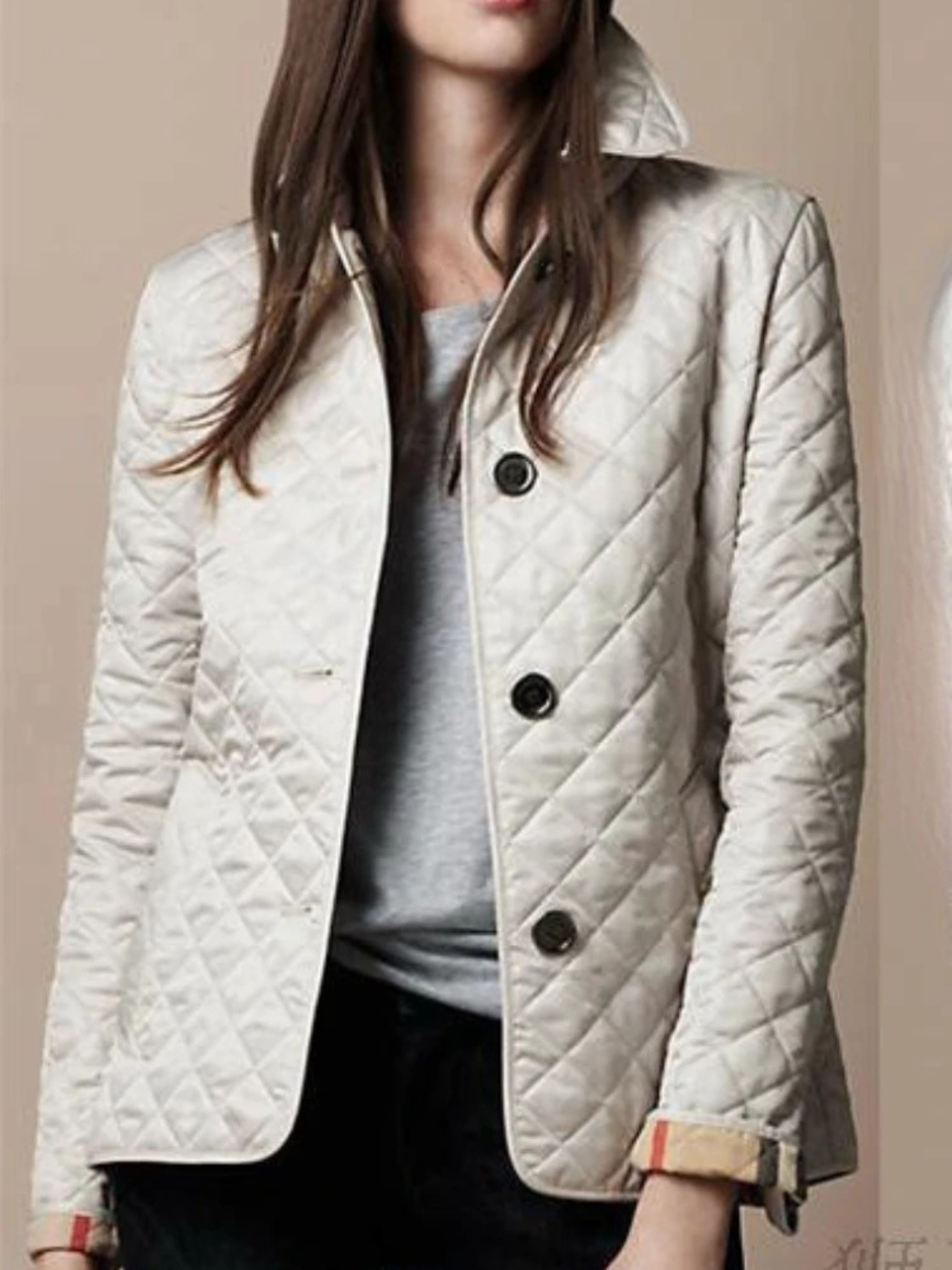 Women’s Casual Quilted Jacket with Turned-Down Collar