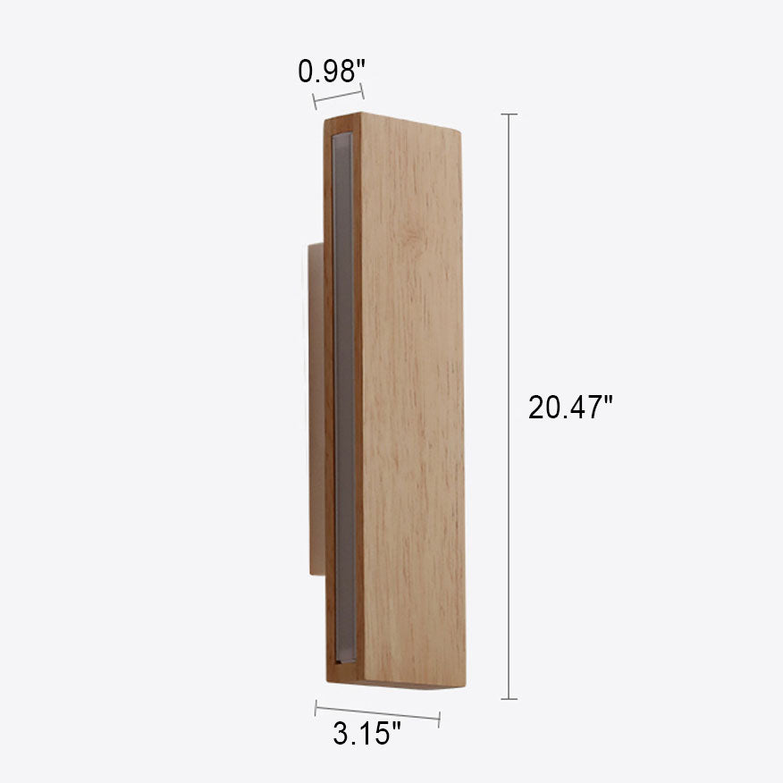 Applique da parete rettangolare in legno giapponese con LED