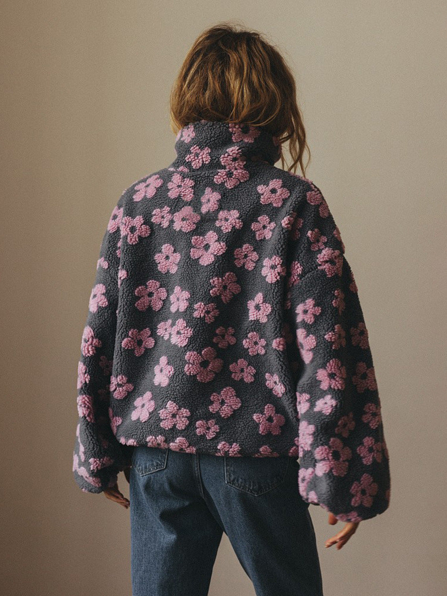Cozy Floral Fleece Pullover