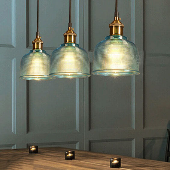 Lampada a sospensione vintage in vetro lavorato 1 luce