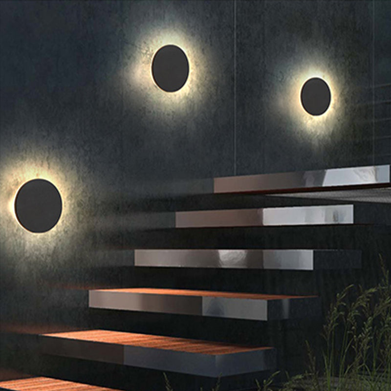 Modern Minimalist Round LED Wall Sconce IP65 Outdoor 1-Light