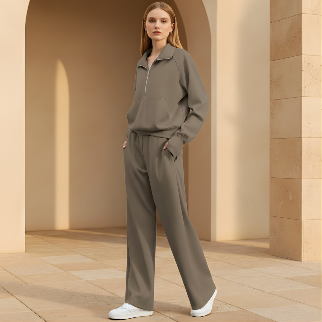 Casual Two Piece Set Half Zip
