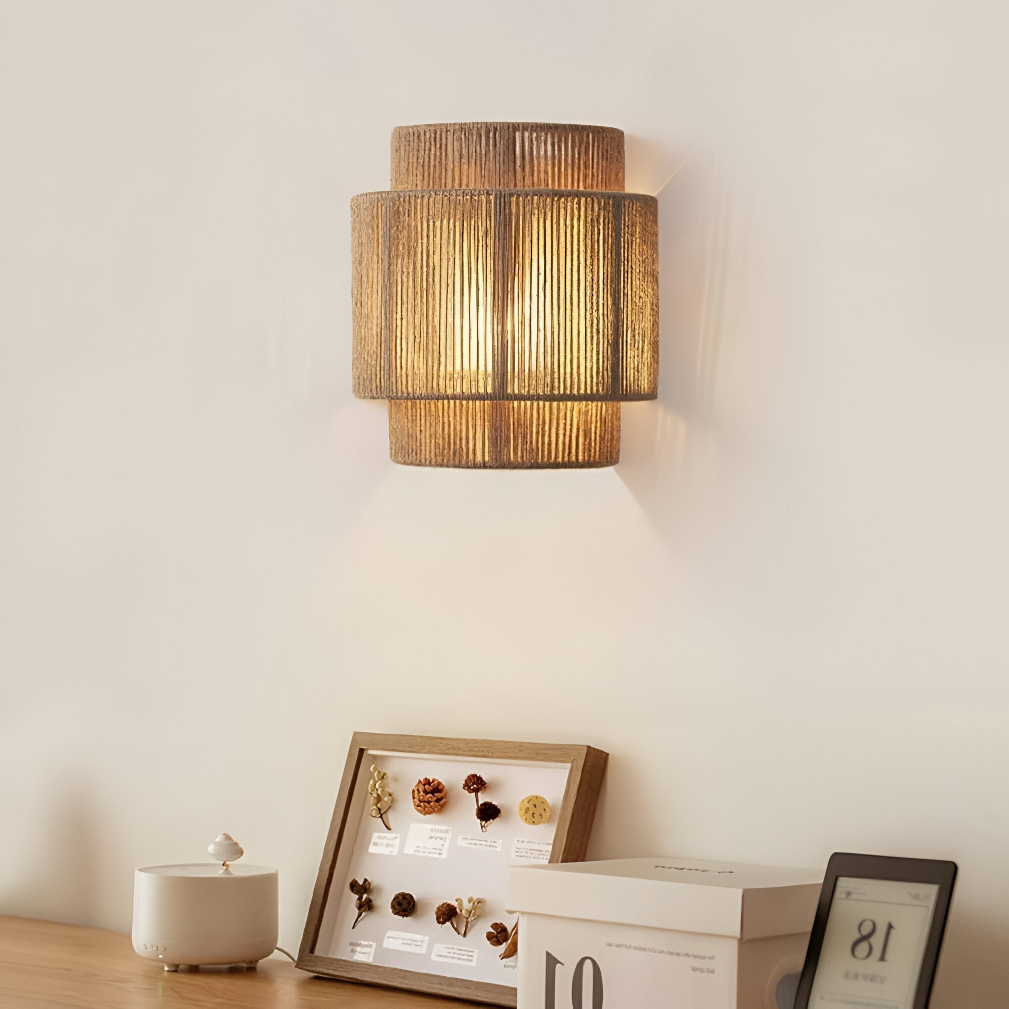 Applique da parete vintage bohemien in corda intrecciata a mano LED 1 luce