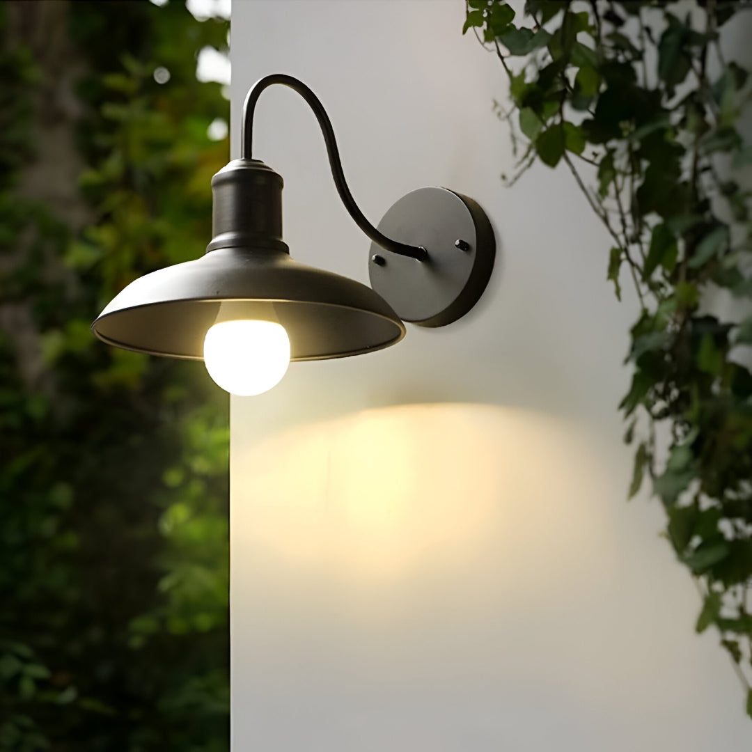 Vintage Industrial Iron Bowl Outdoor Wall Light LED 1-Light