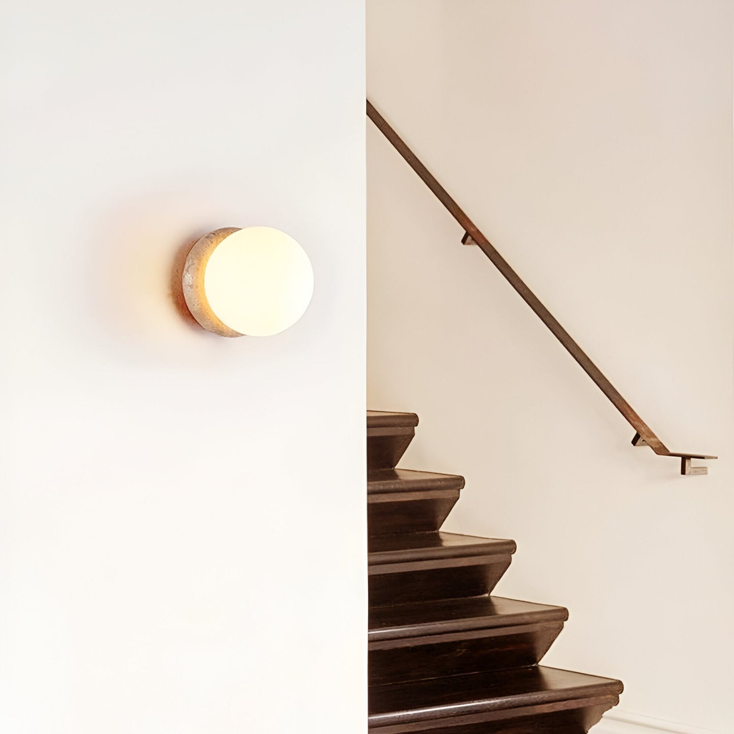 Modern Travertine Stone Round Outdoor Wall Light LED 1-Light