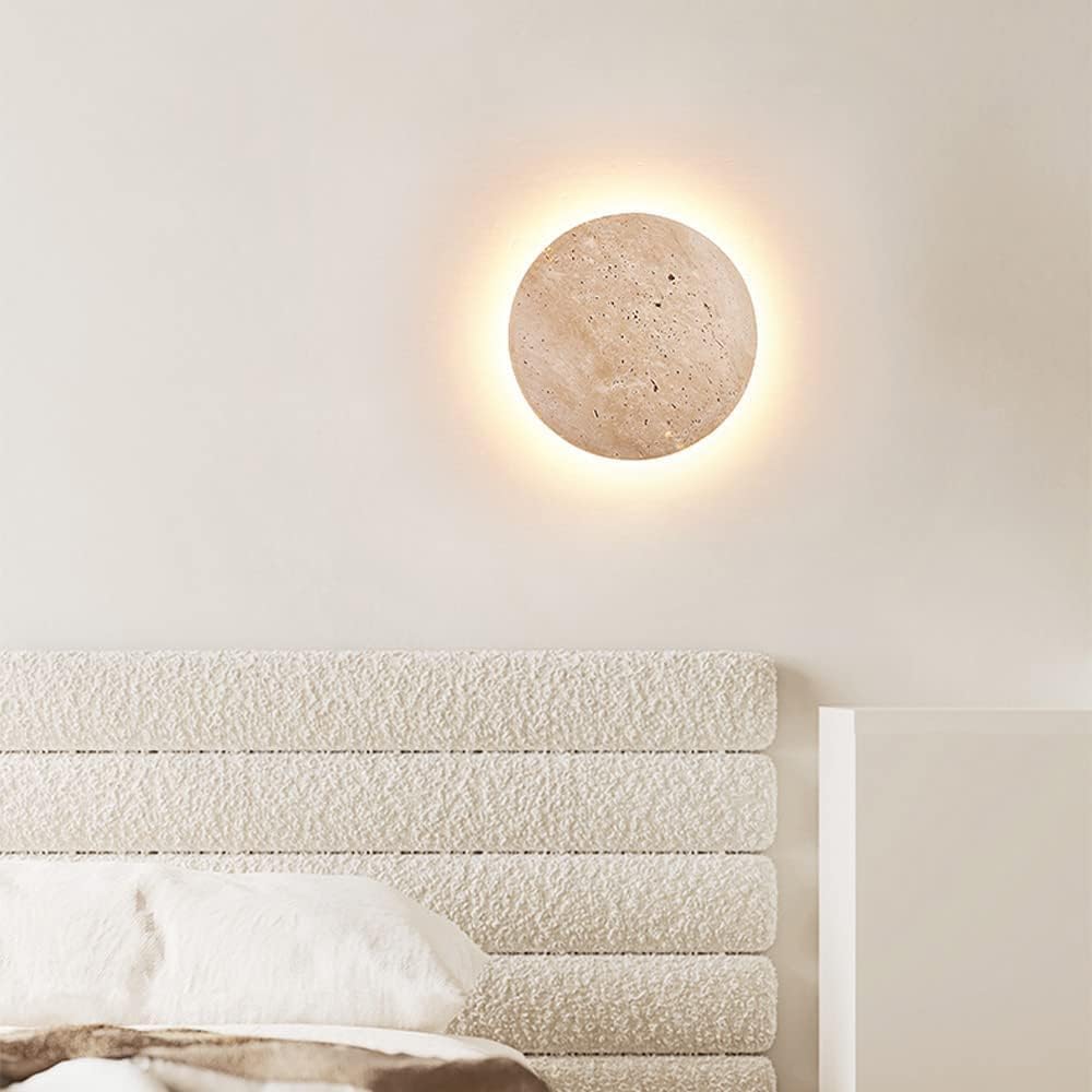 Modern Minimalist Travertine Round Wall Sconce LED 1-Light
