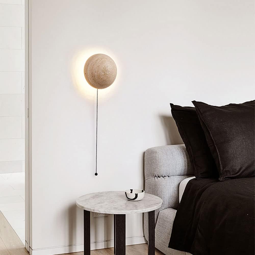 Modern Minimalist Travertine Round Wall Sconce LED 1-Light