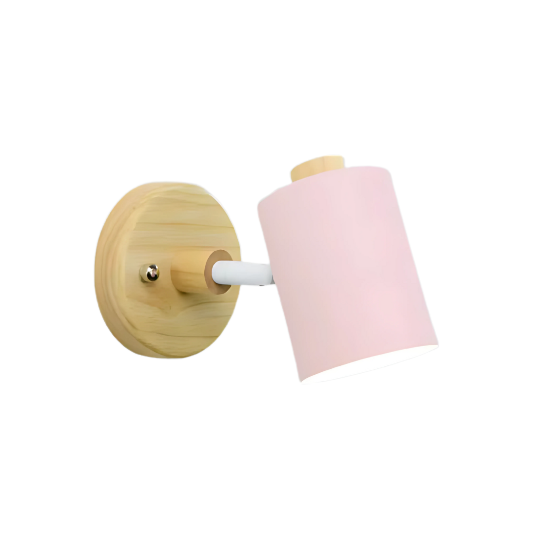 Applique da parete moderna minimalista cilindrica in legno LED 1 luce