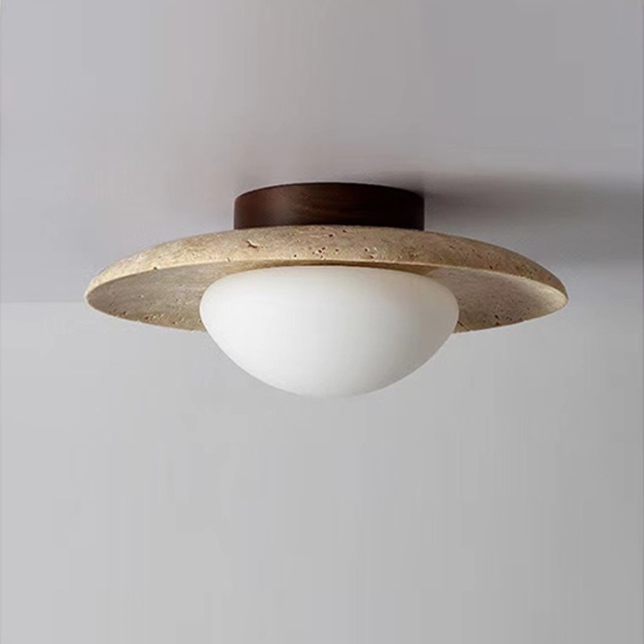 Nordic Minimalist Travertine Round LED Ceiling Light 1-Light
