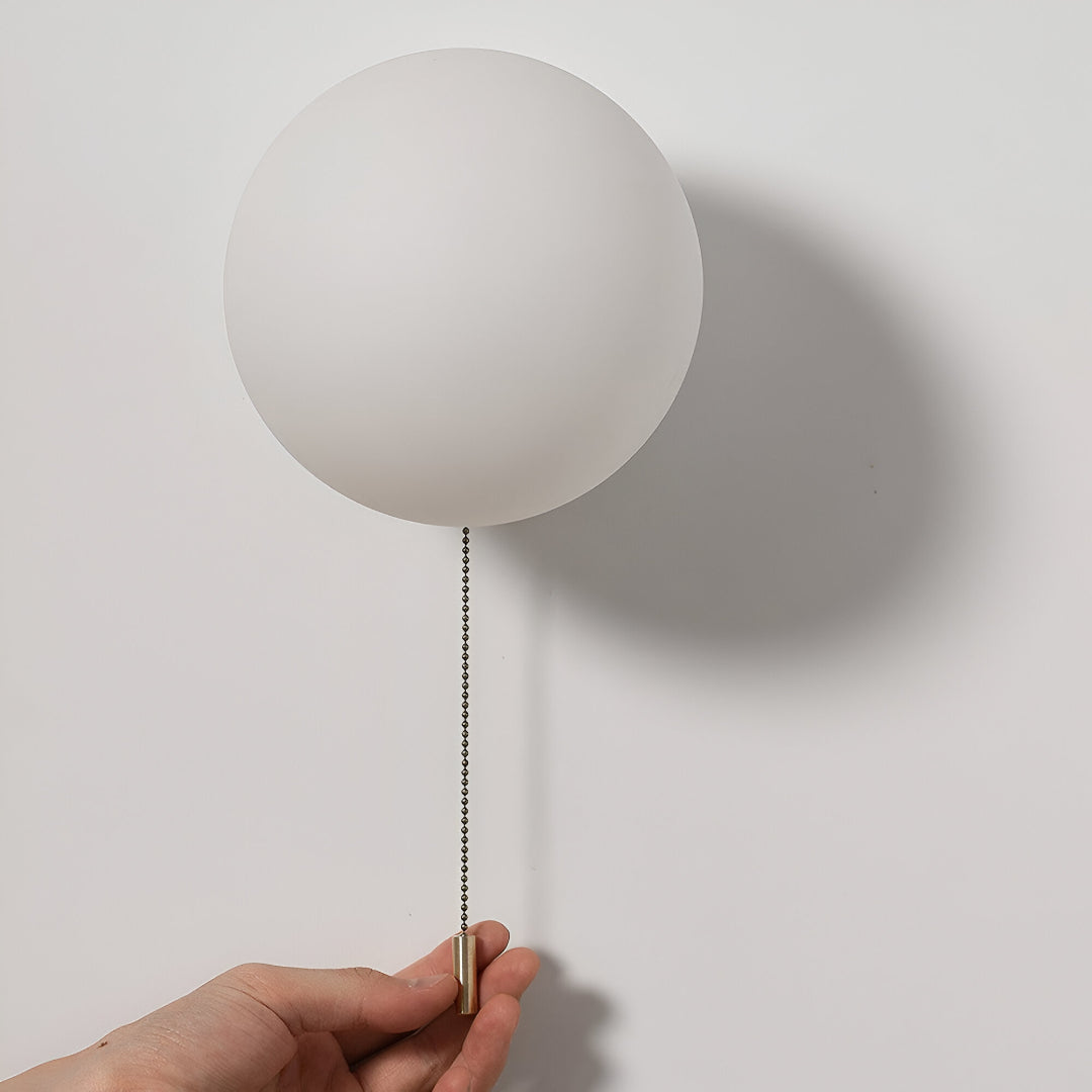 Applique da parete nordica minimalista in vetro a globo LED 1 luce con cordicella