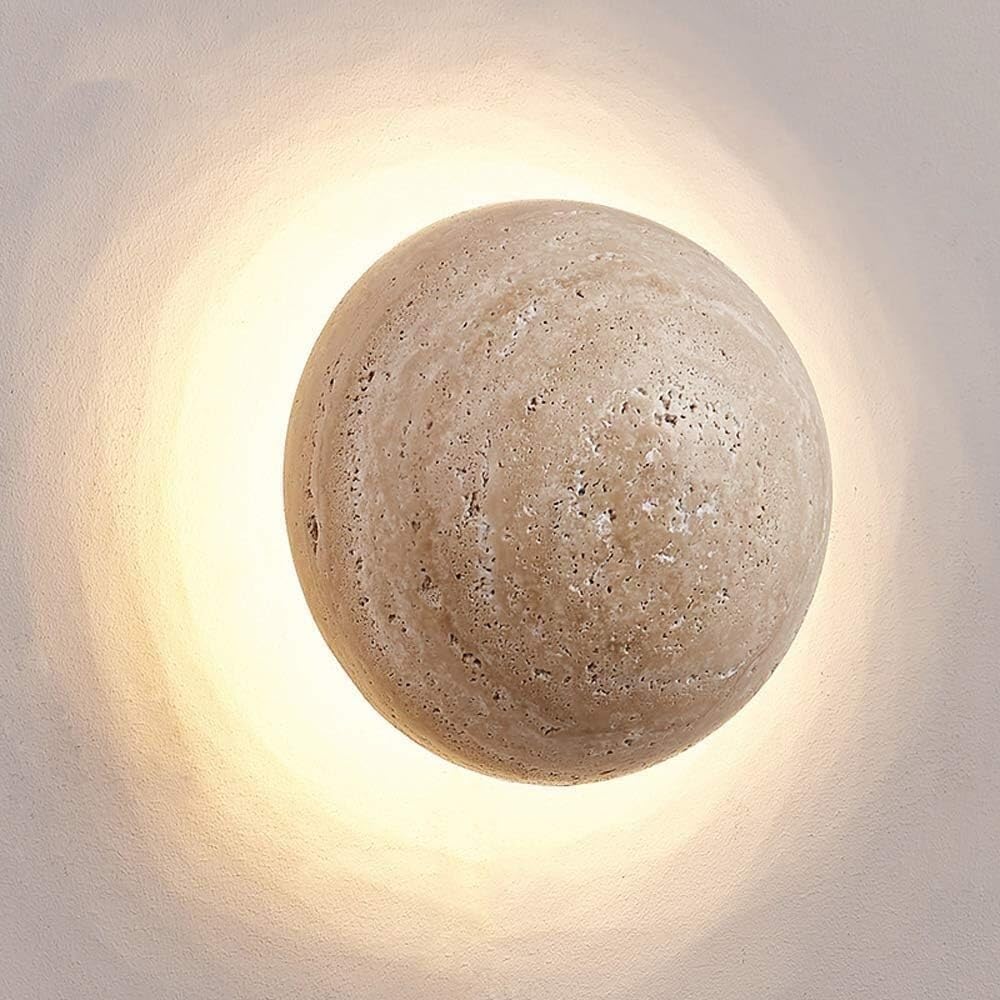 Modern Minimalist Travertine Round Wall Sconce LED 1-Light