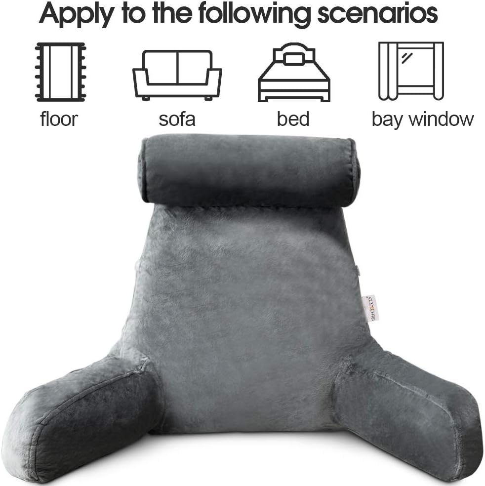Reading Pillow with Arms – Backrest Support Cushion for Bed & Couch
