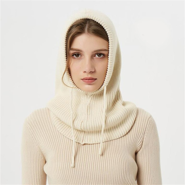 Puili | Winter Knit Beanie | Hooded Balaclava Style | Reinforced Wool-Blend Thermal Insulation | Adjustable Drawstring Fit | Wind-Resistant High-Volume Headwear