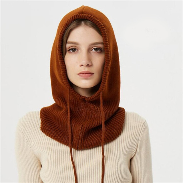Puili | Winter Knit Beanie | Hooded Balaclava Style | Reinforced Wool-Blend Thermal Insulation | Adjustable Drawstring Fit | Wind-Resistant High-Volume Headwear