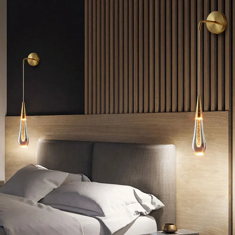 Applique da parete moderna in vetro a goccia con LED 1 luce