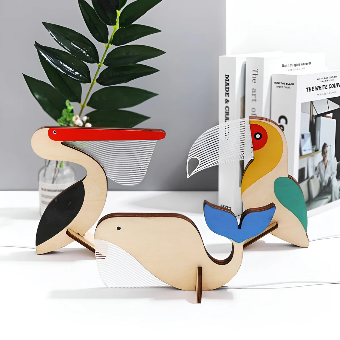 Nordic Wooden Animal LED Table Lamp 1-Light